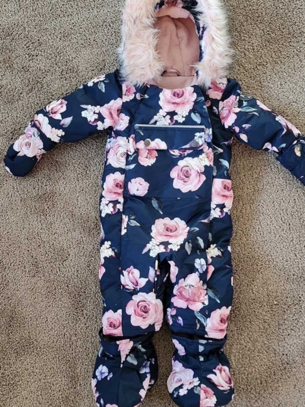 Deux par Deux Pink Floral Technical One-Piece Snowsuit One-Piece Snowsuit Baby